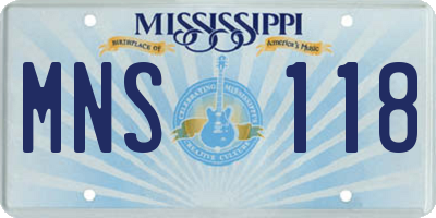 MS license plate MNS118