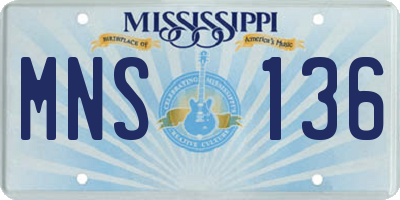 MS license plate MNS136