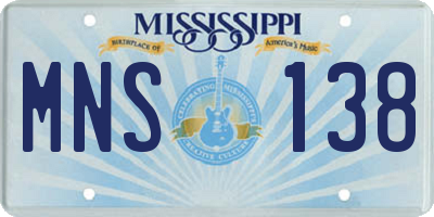 MS license plate MNS138