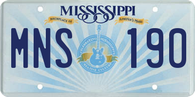 MS license plate MNS190