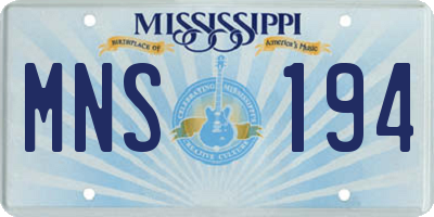 MS license plate MNS194