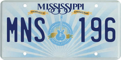 MS license plate MNS196