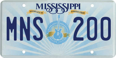 MS license plate MNS200