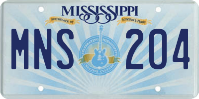 MS license plate MNS204