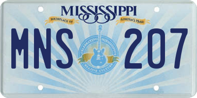 MS license plate MNS207