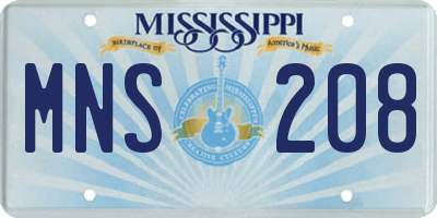 MS license plate MNS208