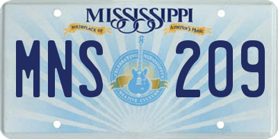 MS license plate MNS209