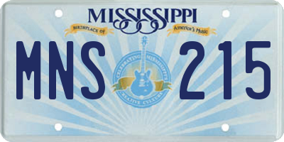 MS license plate MNS215