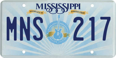 MS license plate MNS217