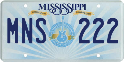 MS license plate MNS222