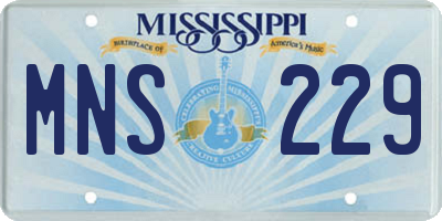MS license plate MNS229