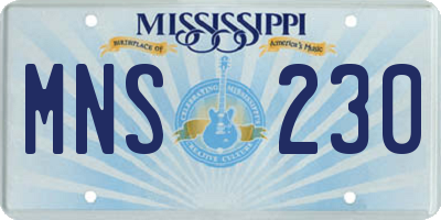 MS license plate MNS230