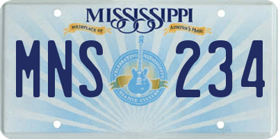 MS license plate MNS234