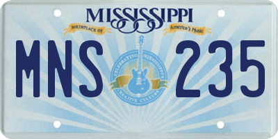 MS license plate MNS235