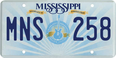 MS license plate MNS258