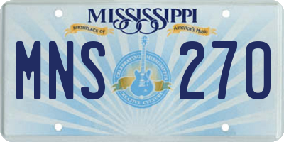 MS license plate MNS270