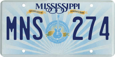 MS license plate MNS274
