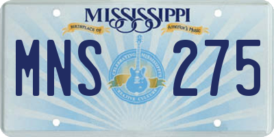 MS license plate MNS275