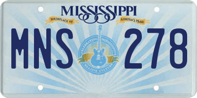 MS license plate MNS278