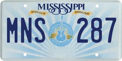 MS license plate MNS287