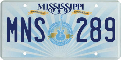 MS license plate MNS289