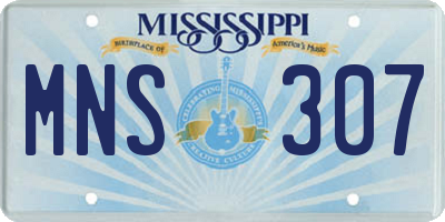 MS license plate MNS307