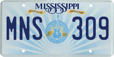 MS license plate MNS309