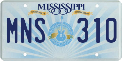 MS license plate MNS310