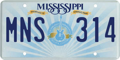 MS license plate MNS314