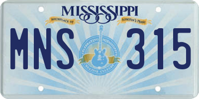 MS license plate MNS315