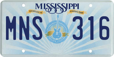 MS license plate MNS316