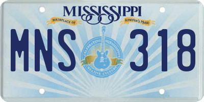 MS license plate MNS318