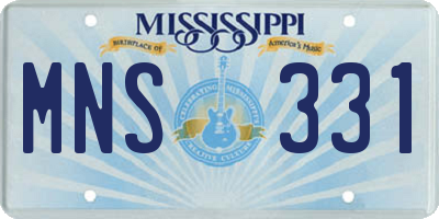 MS license plate MNS331
