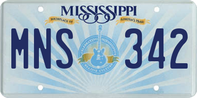 MS license plate MNS342