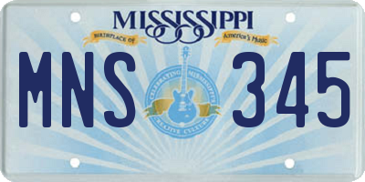 MS license plate MNS345