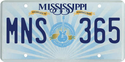 MS license plate MNS365