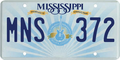 MS license plate MNS372