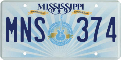MS license plate MNS374