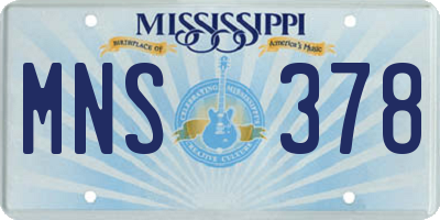 MS license plate MNS378