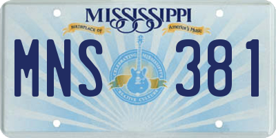 MS license plate MNS381