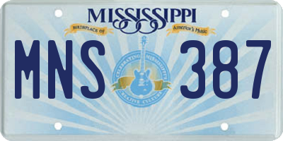 MS license plate MNS387