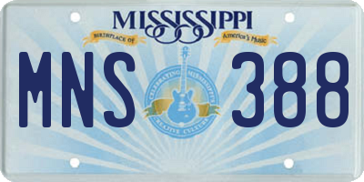 MS license plate MNS388