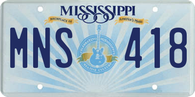 MS license plate MNS418