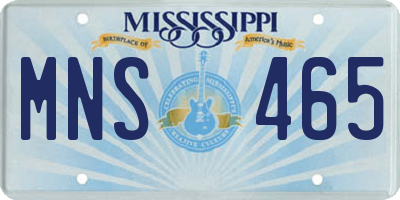 MS license plate MNS465