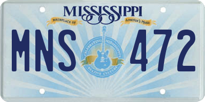 MS license plate MNS472