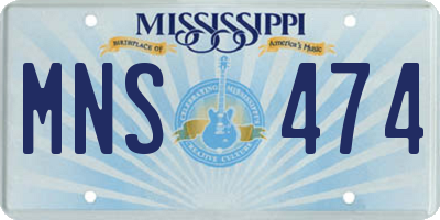 MS license plate MNS474