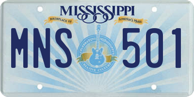 MS license plate MNS501