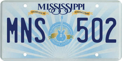 MS license plate MNS502