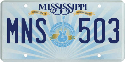 MS license plate MNS503