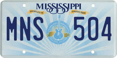 MS license plate MNS504